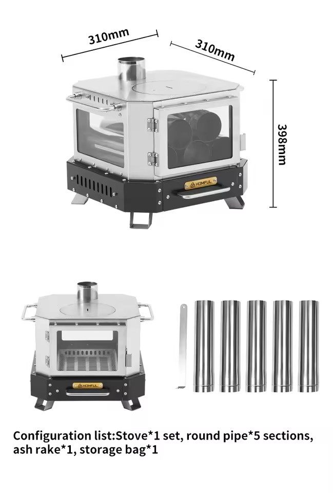 Outdoor Camping Wood Stove - Fogão Portátil a Lenha HOMFUL para