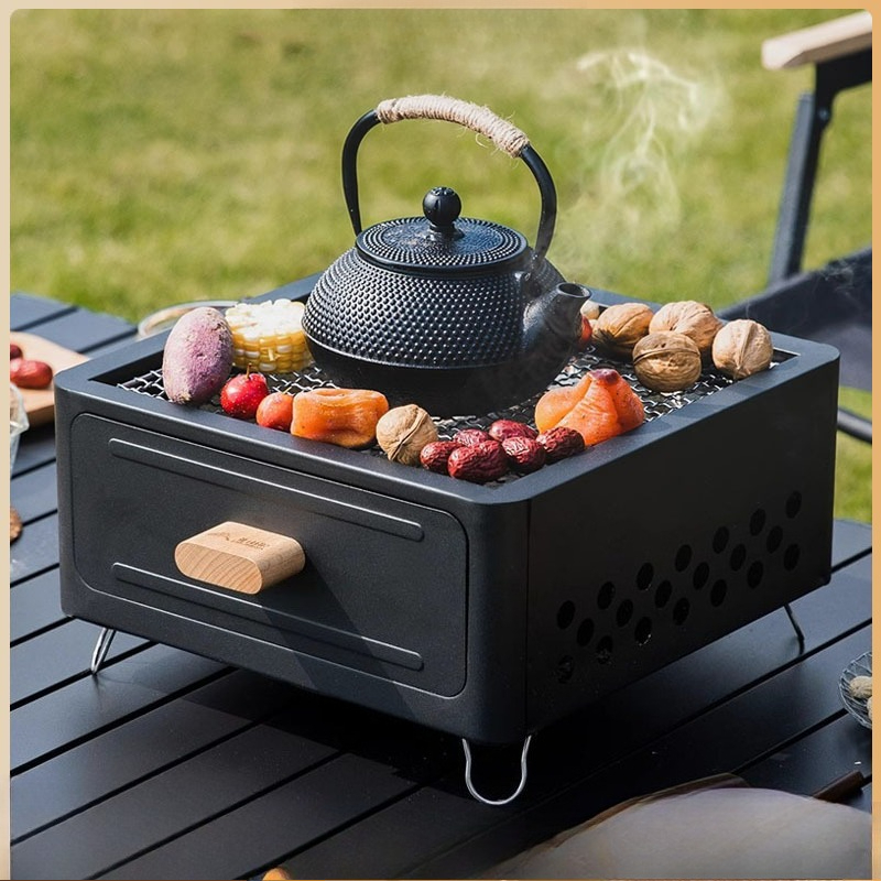 Outdoor Camping Furniture - Churrasqueira portátil a carvão, com estrutura