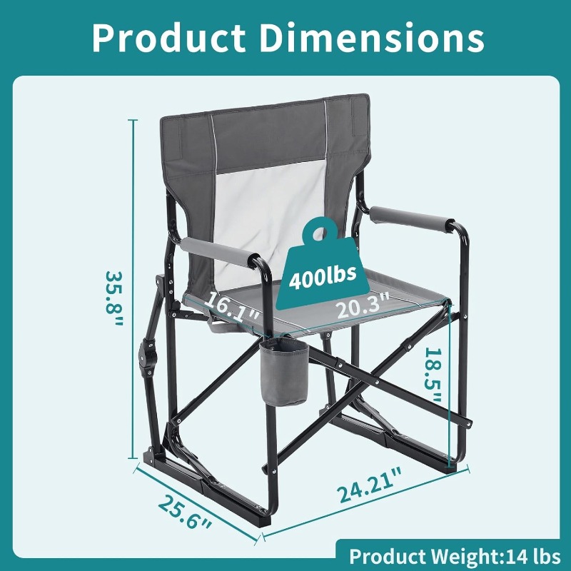 Outdoor Camping Rocking Chair - Cadeira de balanço dobrável para camping,