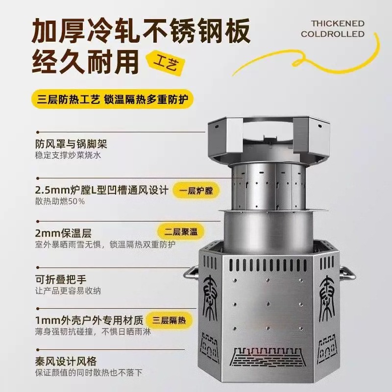Fogão a lenha de aço inoxidáve - Outdoor Camping Wood Stove avaliação e preço