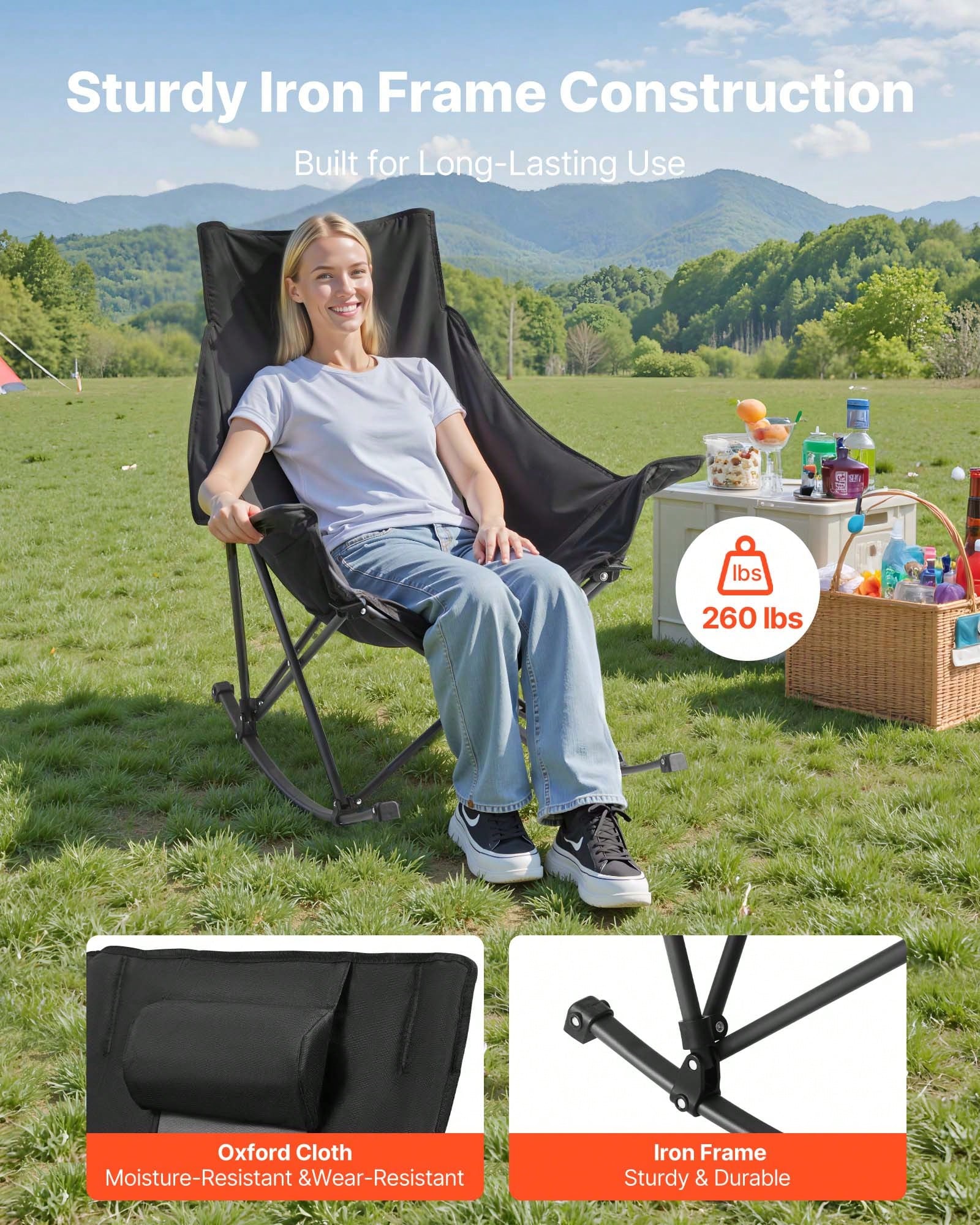 Cadeira de camping com balanço - Outdoor Camping Rocking Chair avaliação e preço