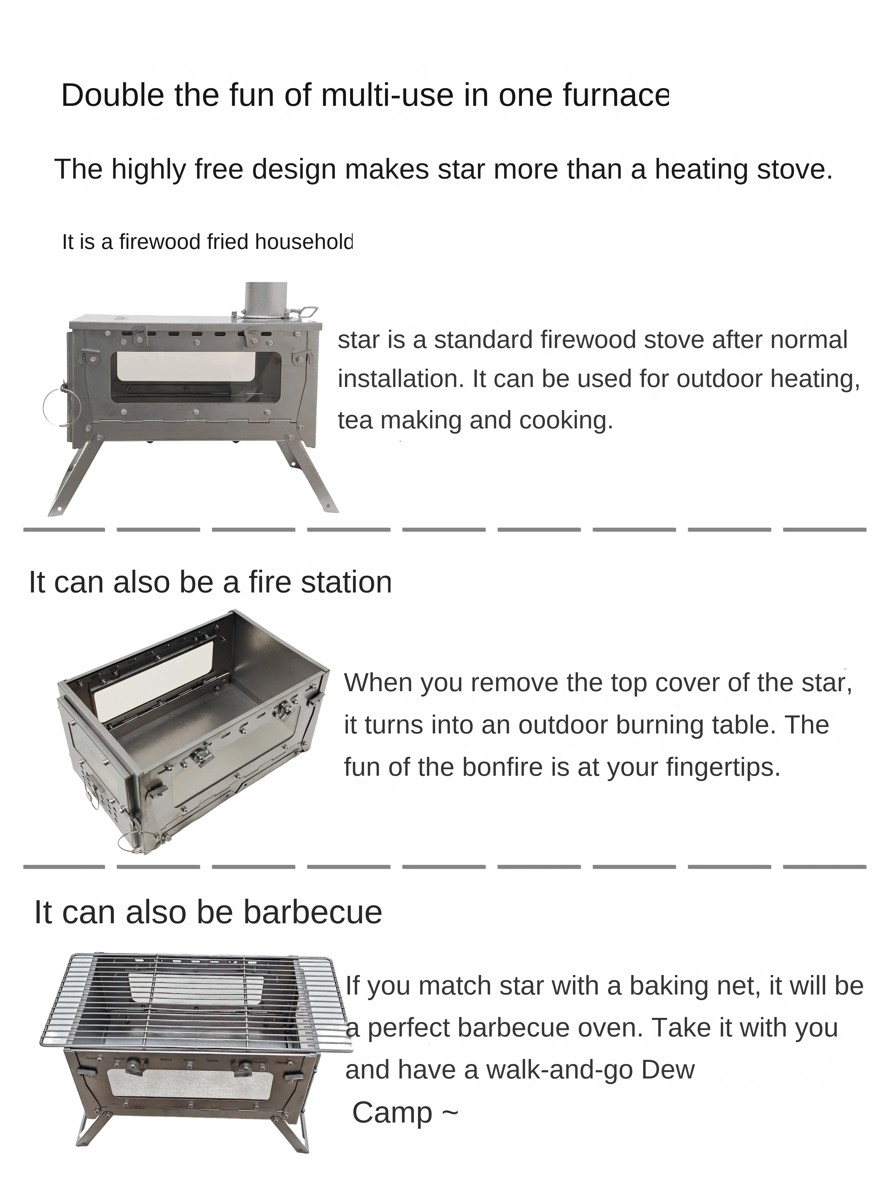 WT Star Ti Liga de Titânio Dob - Outdoor Camping Wood Stove avaliação e preço