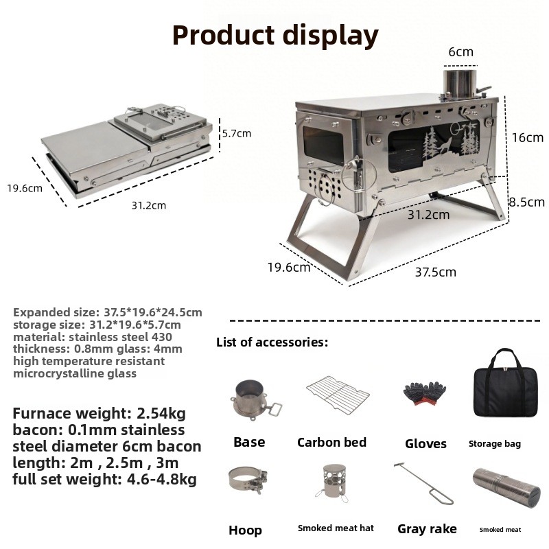 Fogão a Lenha Portátil Dobráve - Outdoor Camping Wood Stove avaliação e preço