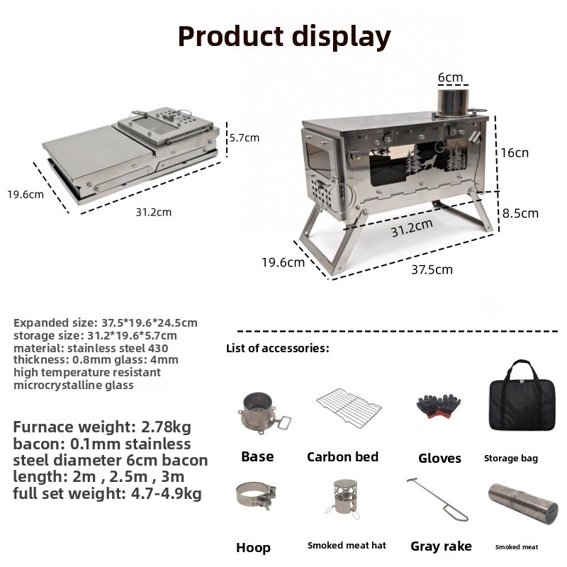 Fogão a Lenha Portátil Dobráve - Outdoor Camping Wood Stove avaliação e preço
